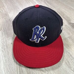 VTG New Era Wilmington Blue Rocks Fitted Hat 7 1/2‎ MiLB Blue Red Wool Cap